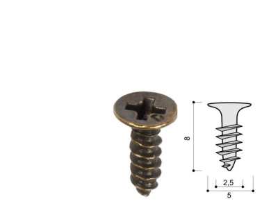 Шуруп 2.5*8 упаковка 2000 шт бронза
